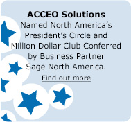 ACCEO Solutions Named North America's President'S Circle and Million Dollar Club Conferred by Business Partner Sage North America. Find out more